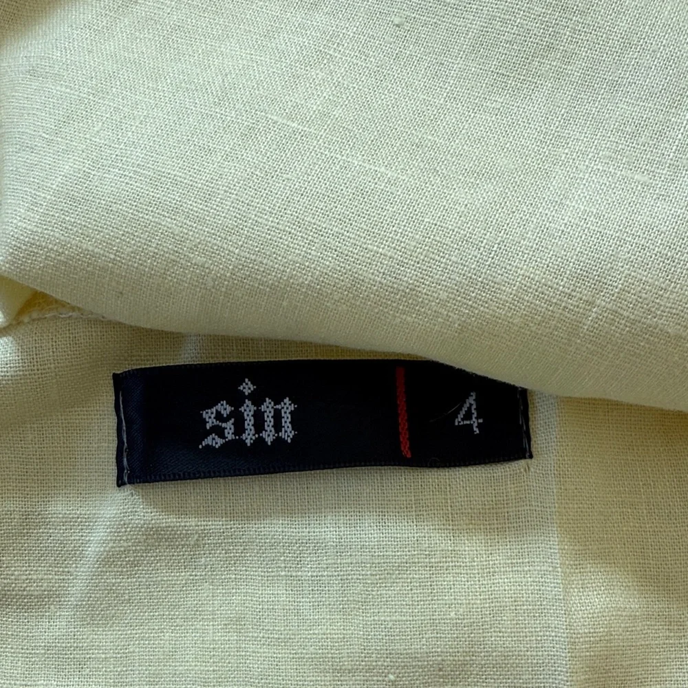 Beautiful Light Yellow Ruffle Sleeve Linen Tank Top. - Picture 2 of 3